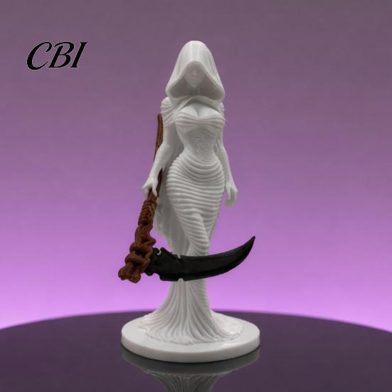 Halloween Women Figurine 3D Printed Hooded Woman Statue, Gothic Grim Reaper Figurine, Table Decoration Party for Home Office Desk Shelf