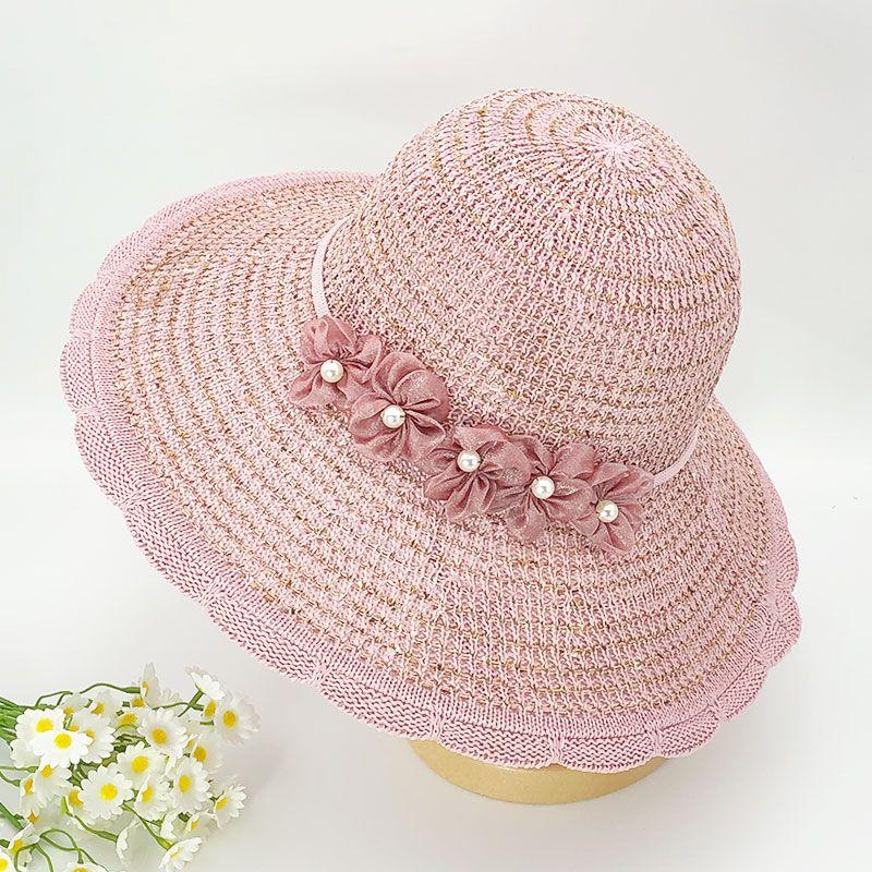 Neuer einfacher faltbarer Reiseurlaub Sonnenschutz Strand Fischerhut Strohhut Damen Sommer Sonnenschutzhut