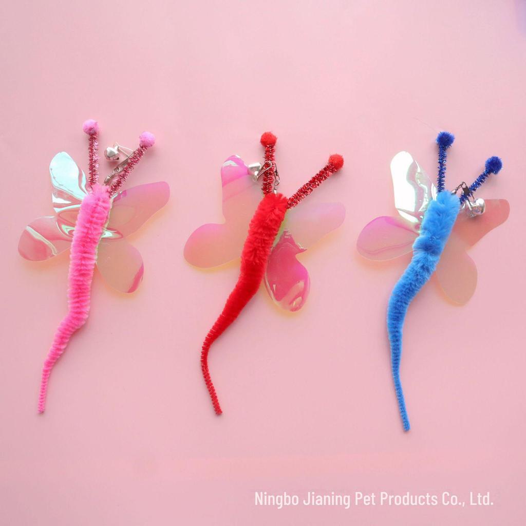 "Interactive Cat Toy Set with Butterfly & Dragonfly Sounds, Replacement Heads, and Insect Designs for Self-Entertainment"