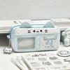 Pencil Case Adorable Cat Ear Design Large Capacity Pixel Music Themed Portable Stationery Organizer for Kids Daily Use