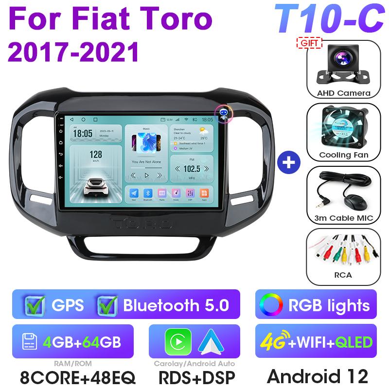 2 Din Android 12 Car Radio ForFiat Toro 2017 - 2025 Multimedia Video Player Navigation GPS 4G Carplay Auto Stereo QLED Head Unit