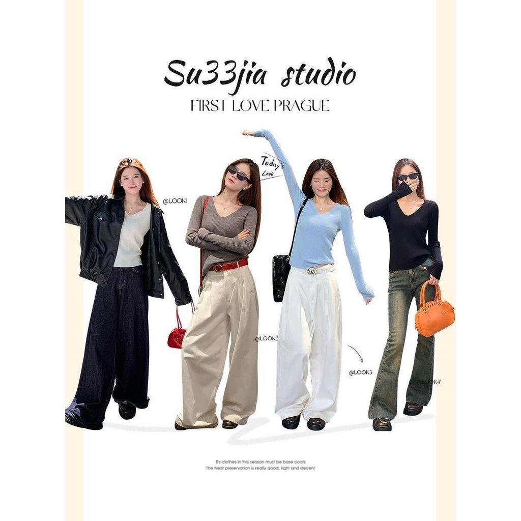 Elegant V-Neck Women’s Sweater – Slim Fit, Figure-Flattering Knit for Autumn/Winter