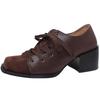 Retro lace-up thick-heeled shoes seasonal design sense fashion temperament women's high-heeled Mary Jane single shoes