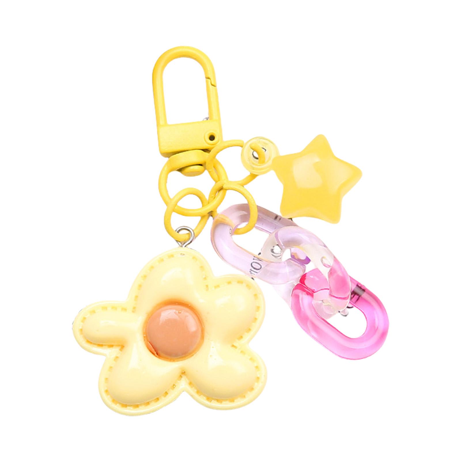 

Блестящий брелок в виде цветка с пятью лепестками, звезды, конфетного цвета, из сплава, подвеска для сумки, аксессуар, украшение для женщин, девушек, леди жёлтый