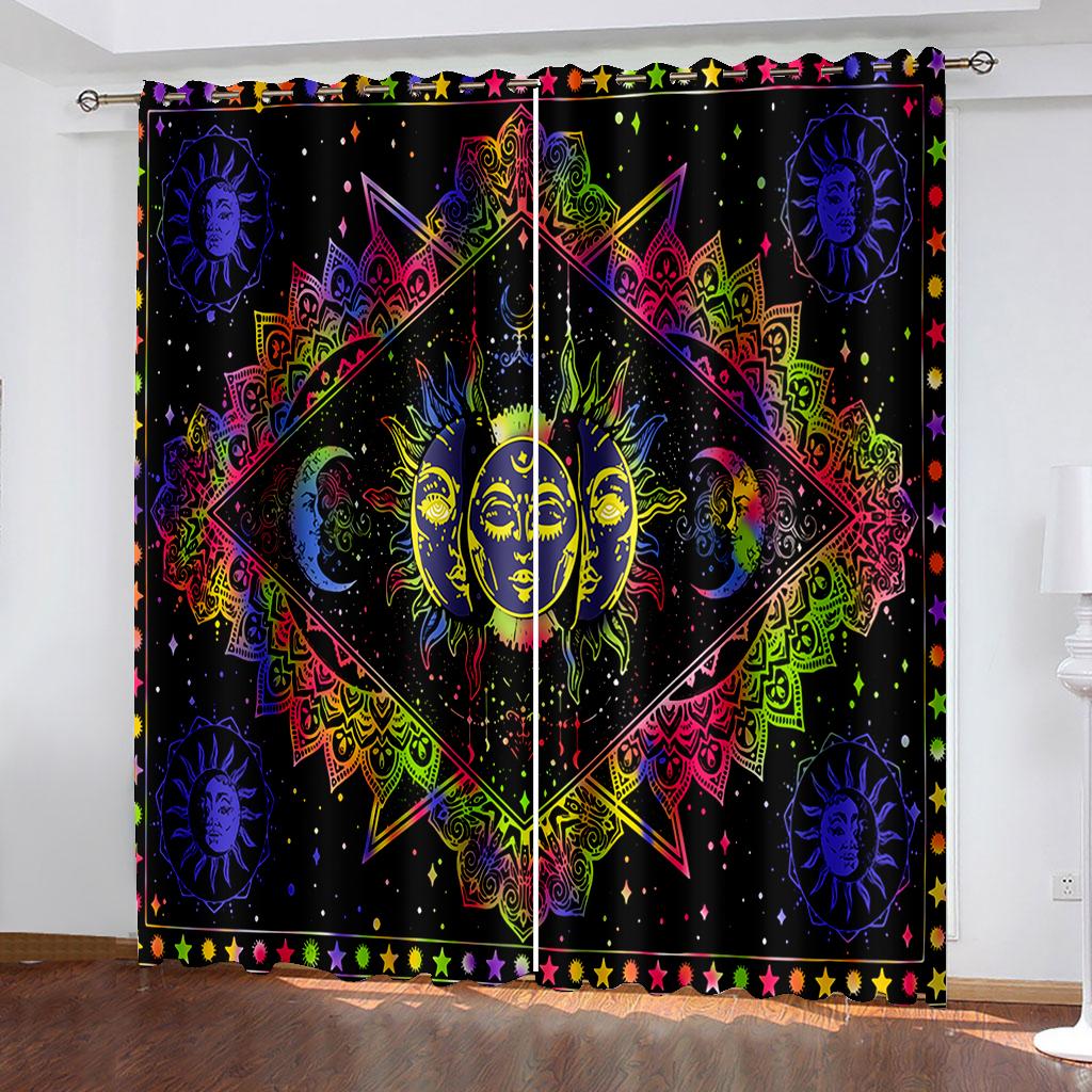 Tarot Mandala Spiritural Vibrant Window Panel Drapes in Children Bedroom Living Room Hall Treatments Kitchen Decoration Drapes Blinds