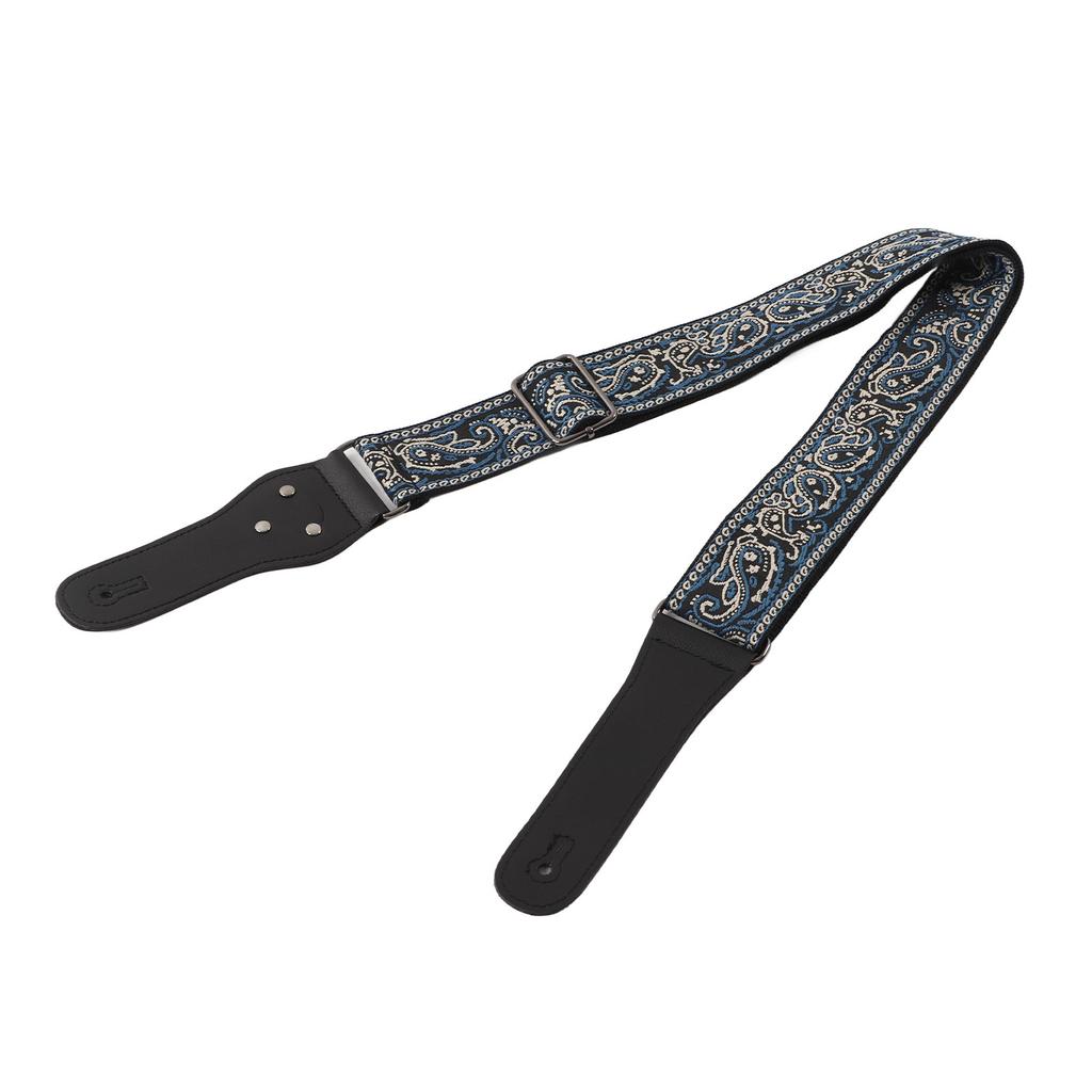 E-Gitarrengurt Verstellbarer Nylon Bestickter Schultergurt mit Rutschfester Schnalle Grün Braun