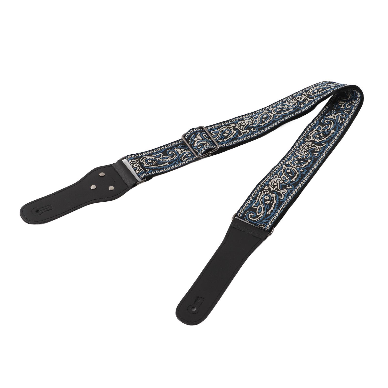 

Electric Guitar Strap Adjustable Nylon Embroidered Shoulder Strap with Non Slip BuckleGreen Brown