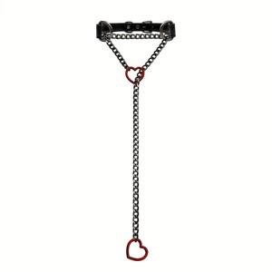 Heart Slip Chain Necklace Black Leather Choker Collar For Women Goth Accessories Punk Gothic Jewelry