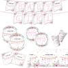 Christening Theme Girl Party Decor Set: Includes Plates, Cups, Flags & Tablecloth