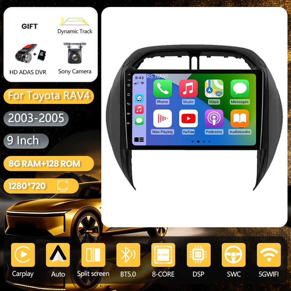 Android 16 Plug and Play Car Radio for Toyota RAV4 RAV 4 2003 - 2005, Carplay Screen, DAB+ Multimedia Player, 2K Car Radio, GPS