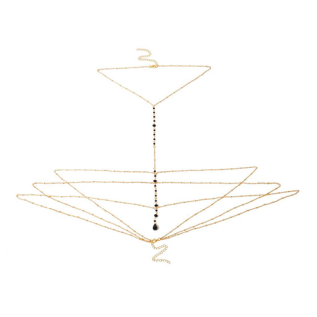 Europäische und amerikanische Accessoires, personalisierte einfache Quasten-Körperketten, Damen-reizvolle, mehrschichtige, handgefertigte Kristall-Halskette, Kleidungskette