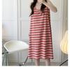 Plus Size Striped Vest Nightdress Women Summer Sleeveless Loungewear Ins Trend Loose Long Dress Pajamas Homewear
