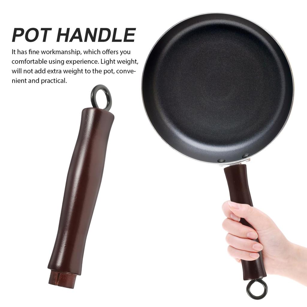 Beavorty Wooden Pot Handles, Set of 2, Heat-Resistant, Covered, Wok Handles, Replacement Non-Slip Pull-Out Handles, Kitchen Utensils, 19.00x3.00cm