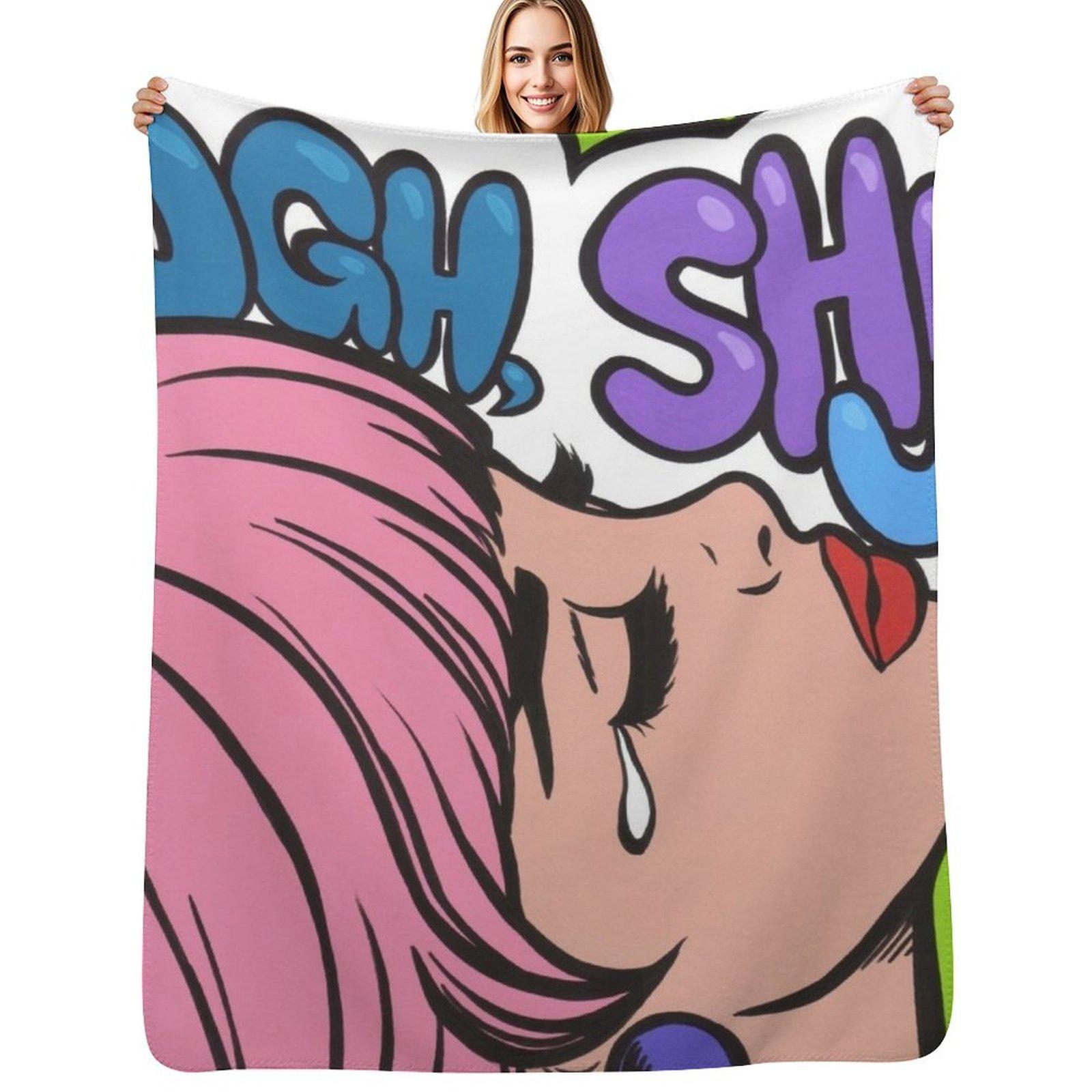 Ugh, Shut Up! Crying Comic Girl Throw Blanket Modern Design Soft Blanket for Home Decor Size: 75*100cm, Weight: 230 GSM
