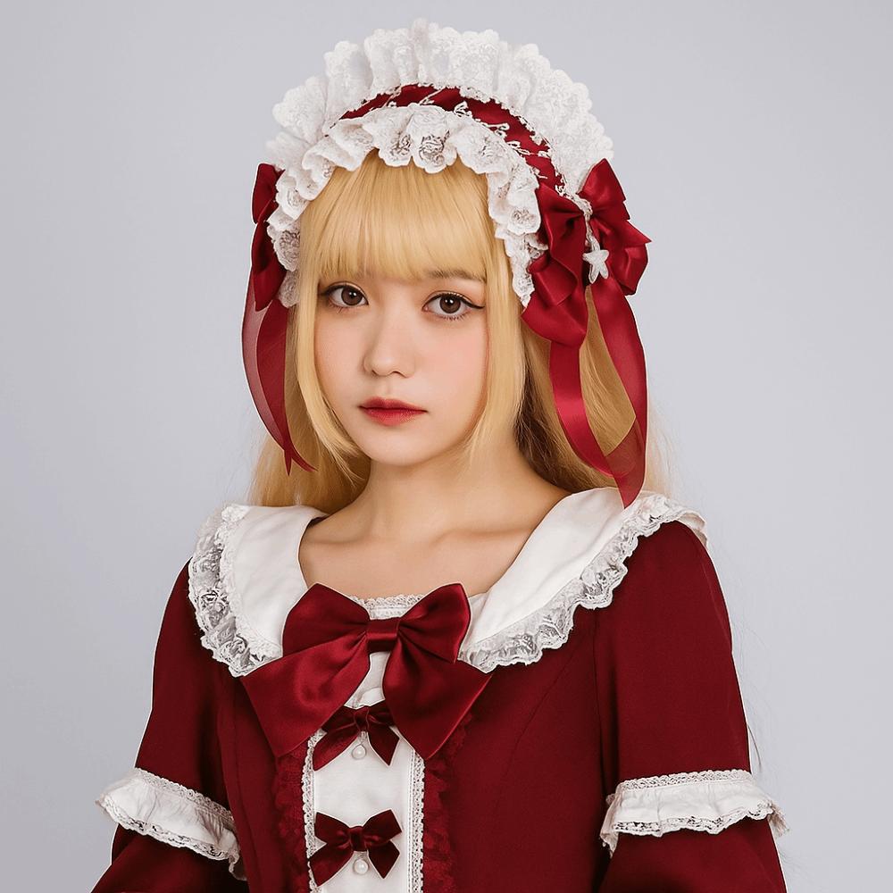 Diadema de Encaje Lolita con Lazo de Cinta Headdress de Cosplay Maid Anime Jk Tocado de Mascarada