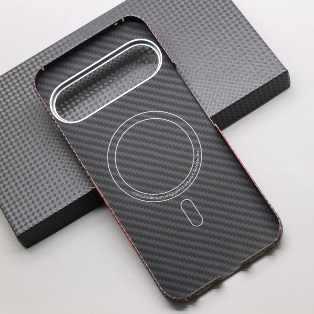 Matte Hartes Kohlefaser-Texturmuster Handyhülle für Google Pixel 10 Pro XL Ultradünne Aramidfaser Magnetisches kabelloses Laden Schutzhülle