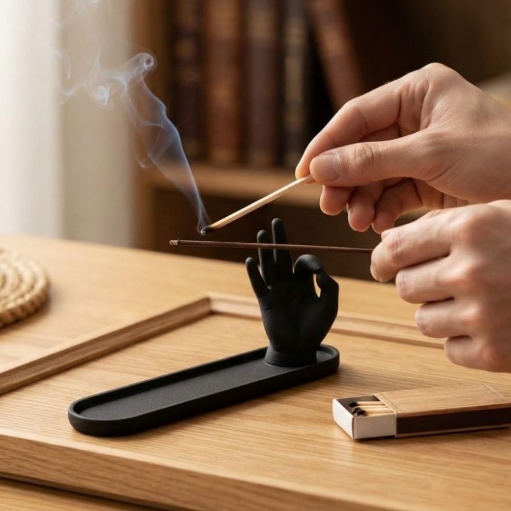 Decorative Hand Shape Incense Holder 3D Printed Hand Gesture Incense Burner Incense Tray Bedroom
