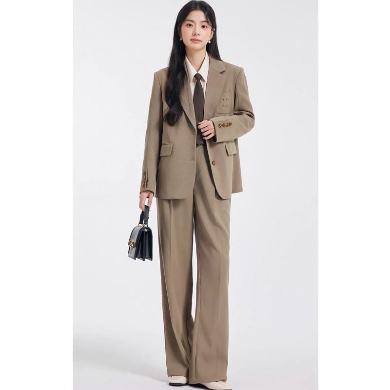 Women Suit Set Classic  Two Piece Blazer and Pants Formal Office Wear Spring Autumn Simple Elegant Outfit