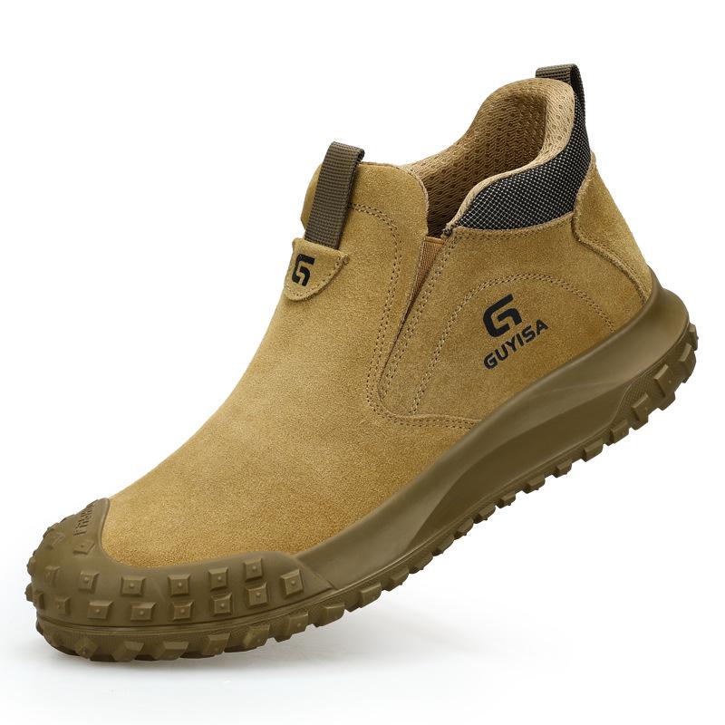 Men's Safety Shoes: Smash-Proof, Piercing-Resistant, Durable Suede, Anti-Scald, Anti-Spark, Comfortable Work Footwear.