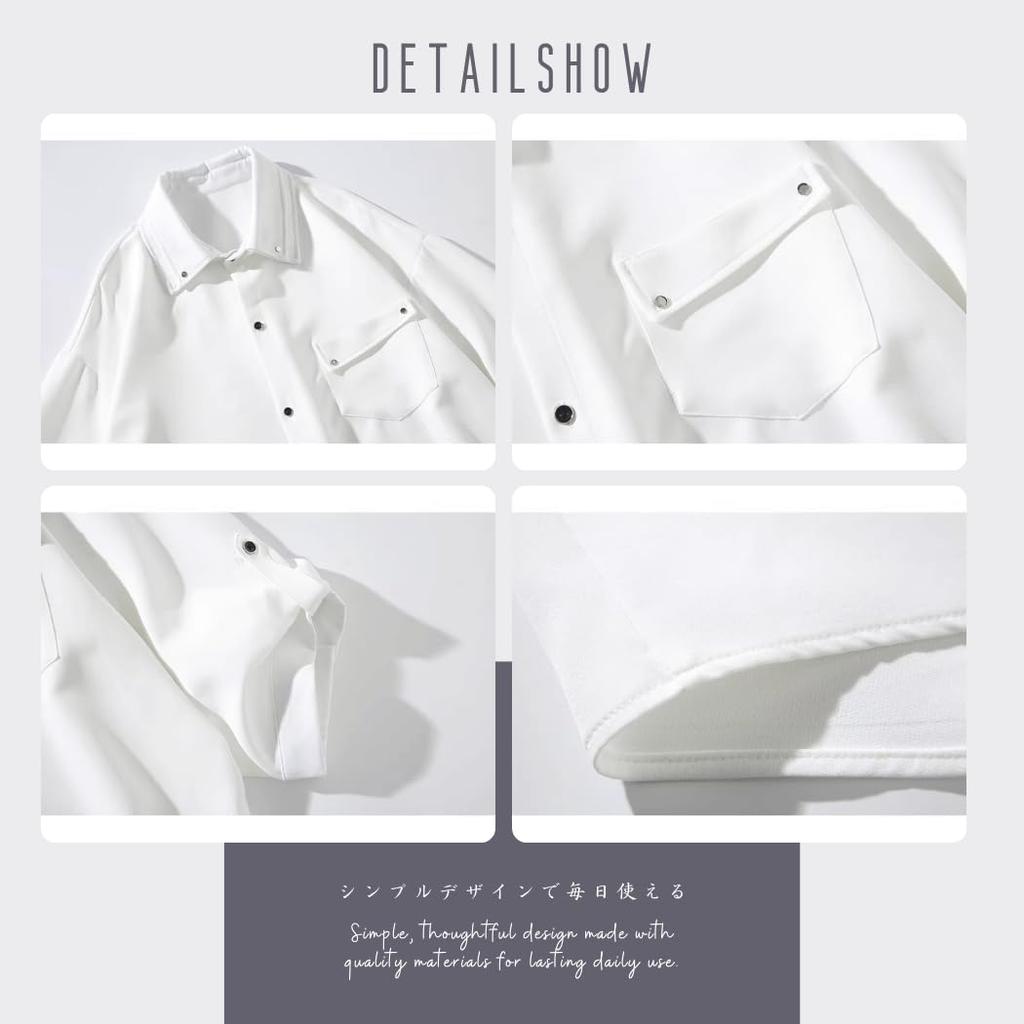 [Inkpoo] Men's Summer Shirt, Short Sleeve, Oversized, Loose Fit, Body-Shaping, Sweat-Stain Resistant, Comfortable, Breathable, Soft Touch, Lightweight