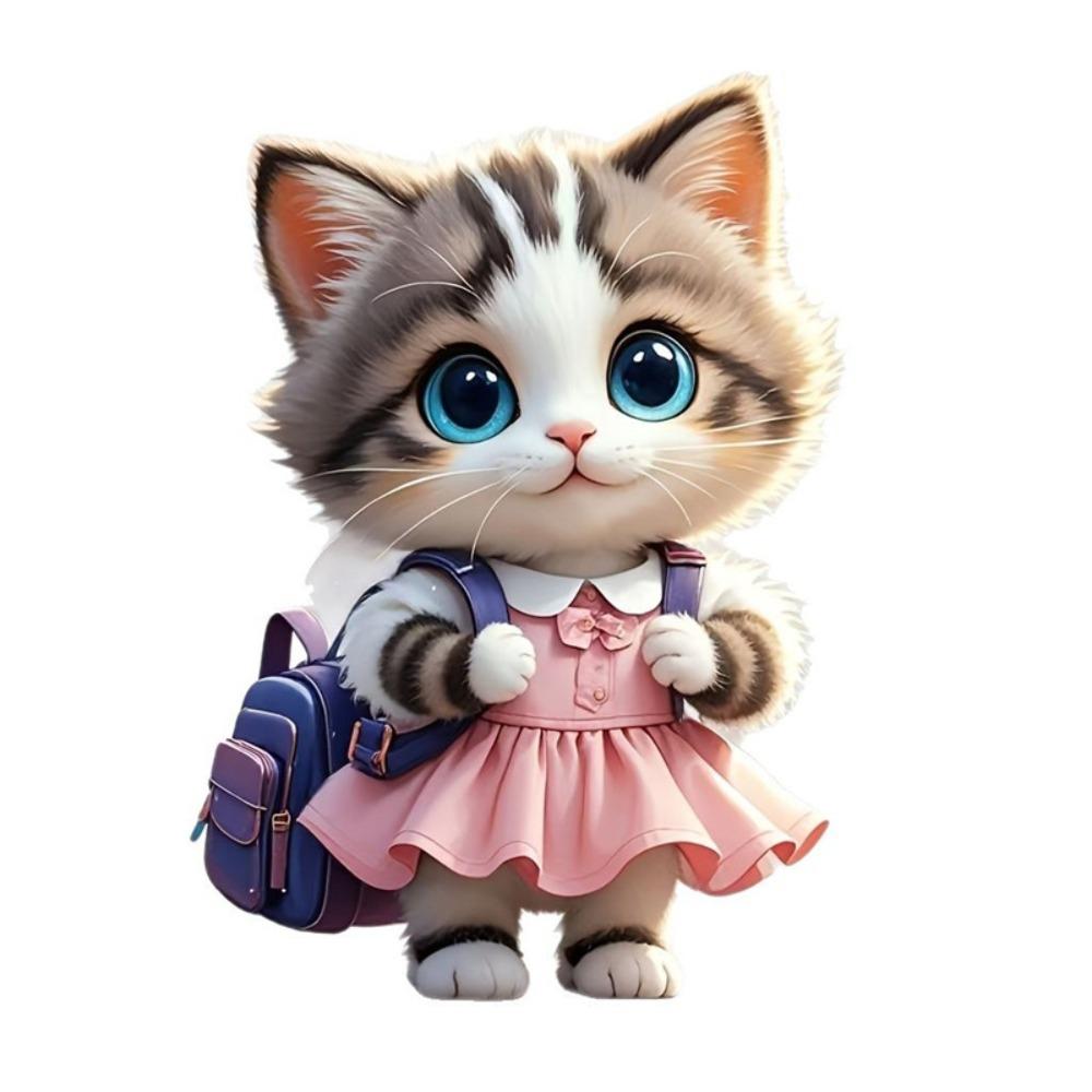 

Exquisite 2D Flat Cat Hanging Pendant Acrylic Backpack Cat Xmas Tree Hanging Ornament Car Rearview Mirror Pendant Bag Charms чорний