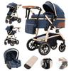 BAZARLAND30. Luxury 3-in-1 Baby Stroller, Portable, Travel, Foldable, Aluminum Frame, for Newborn. Blue