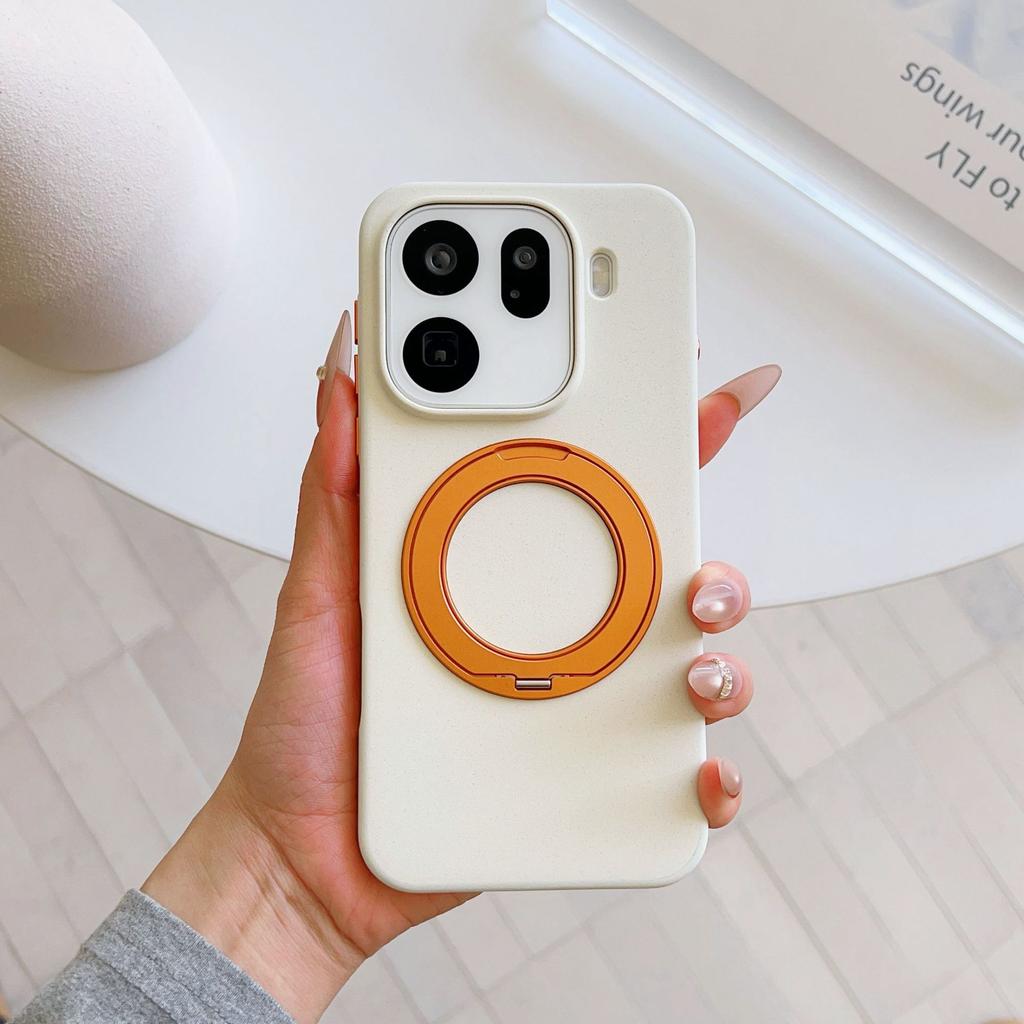 Applicable to OPPOFindX9ultra skin-sensitive rock sand mobile phone case X9Pro magnetic suction rotating bracket contrasting color protective cover