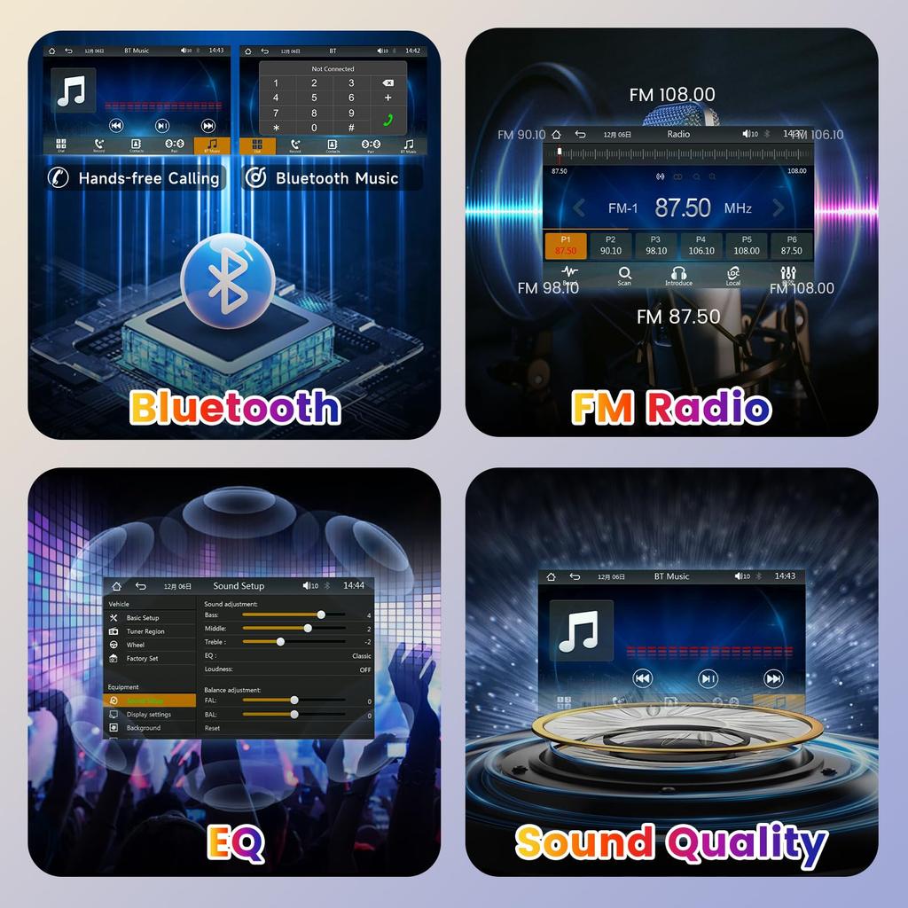 Hodozzy 1 DIN Bil Auto LCD Enkel DIN Bluetooth Bilspeil FM Lading Ryggekamera Lyd, Trådløs, CarPlay/Android-kompatibel, 7-tommers berøringsskjerm,