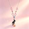 Cat Stealing Stars Pink Star Beaded Fashion Necklace Women Summer Dopamine Y2K Hot Girl Style Collarbone Chain Neck Chain
