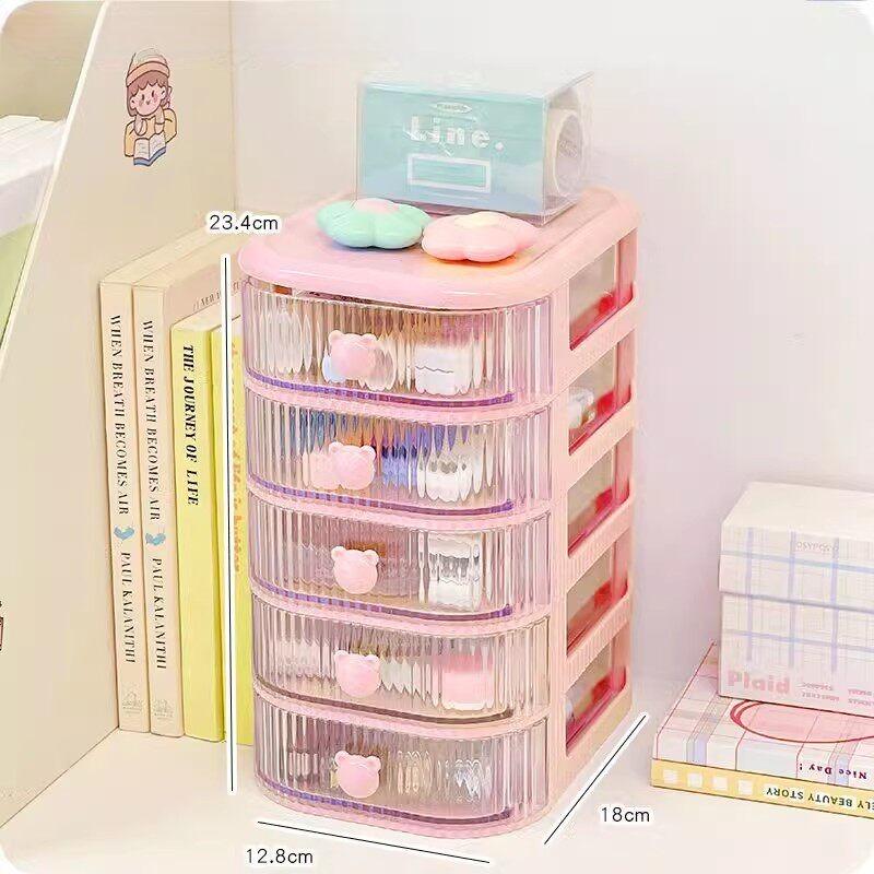 5-Tier Desktop Organizer Cute Drawer Storage Box Pen Holder and Storage Rack for Students Offices Children and Hair Accessories