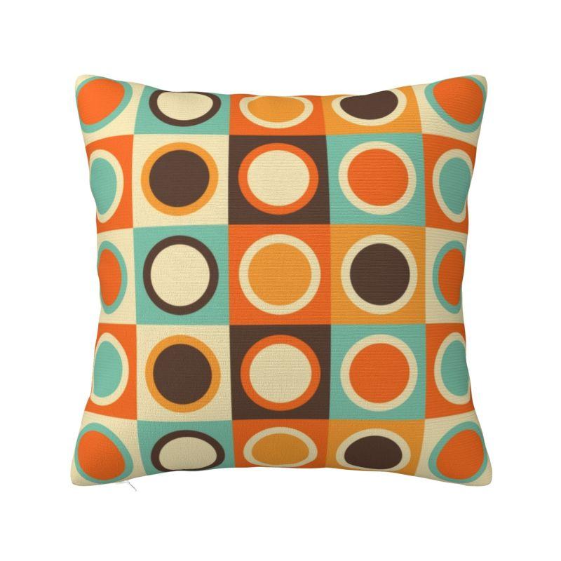 Custom 70s Pattern Retro Inustrial In Orange And Dark Brown Cushion Cover Modern Geometric Soft Nordic Pillow Living Room