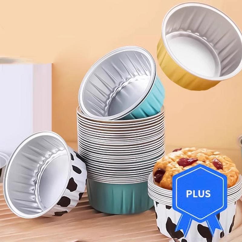 10/20/50 Pcs Round Baking Cups Tin Paper Foil Wih Lids Reusable Cupcake Cups Desserts Flans Mini Cake Pans Bread Mould Custard