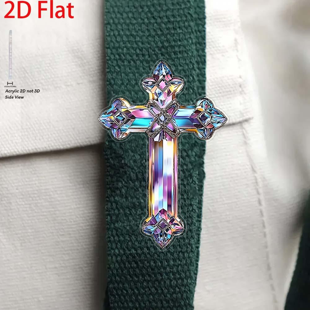 2D Cross Acrylic Brooch 1PC Clothing Accessory for Sweater Scarf Coat