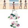 Charmantes 2-teiliges Mädchen-Bikini-Set mit Rüschen und Blumenmuster, mit entzückendem Flamingo-Design
