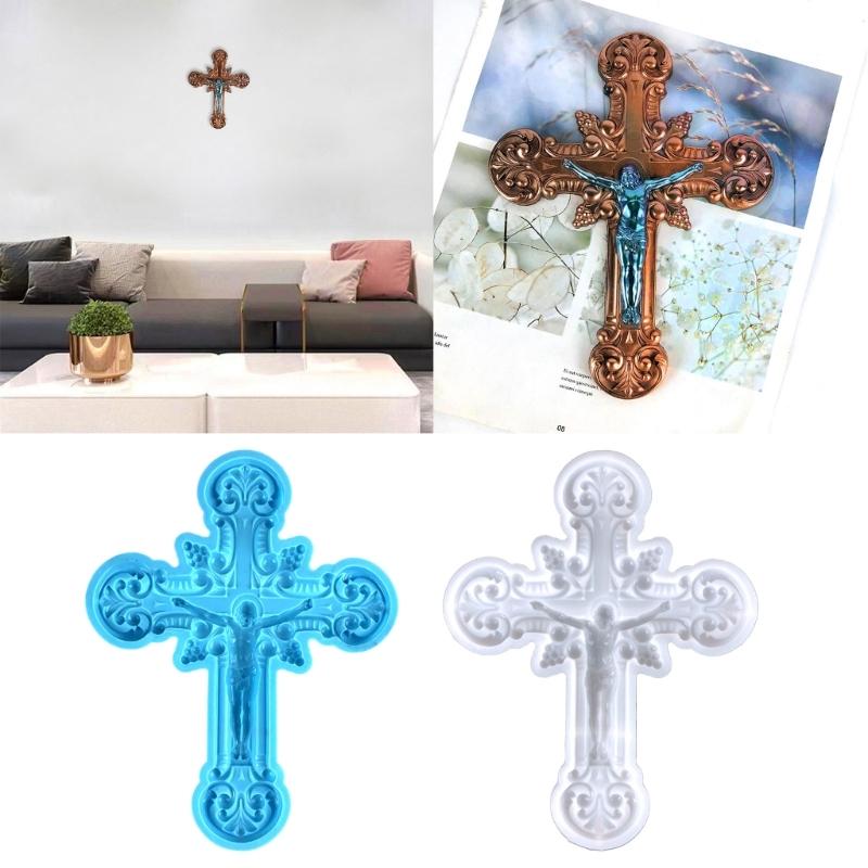 Silicone Ornaments Moulds Cross Shaped Silicone DIY Hand-making Crafts Moulds Wall Crafts Decorations Silicone Material