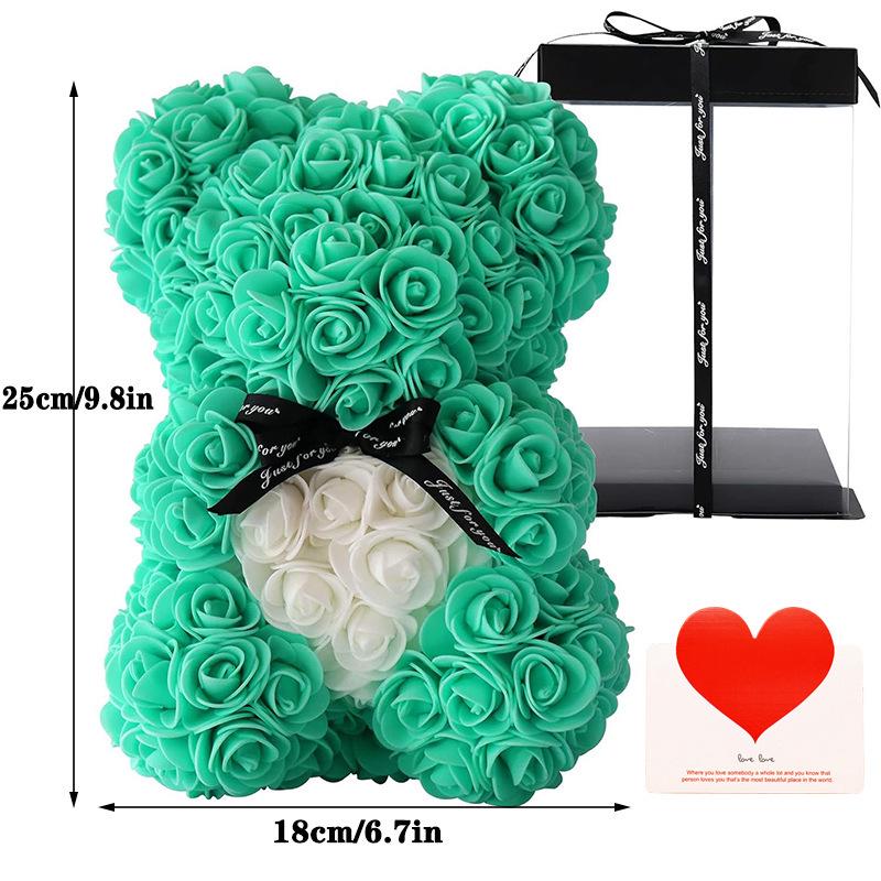 Preserved Rose Foam Bear 25cm - Valentine's Day Flower Gift Box Bouquet