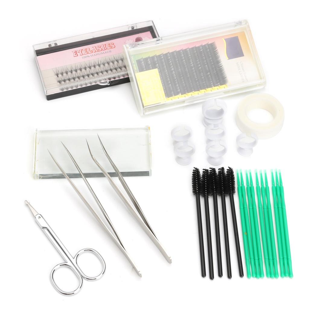 Professional False Eyelash Extension Make Up Set Kit Semi Permanent Make Up Individual Eyelash Extensions Curl Glue Tool Sets with Bag 16 In 1