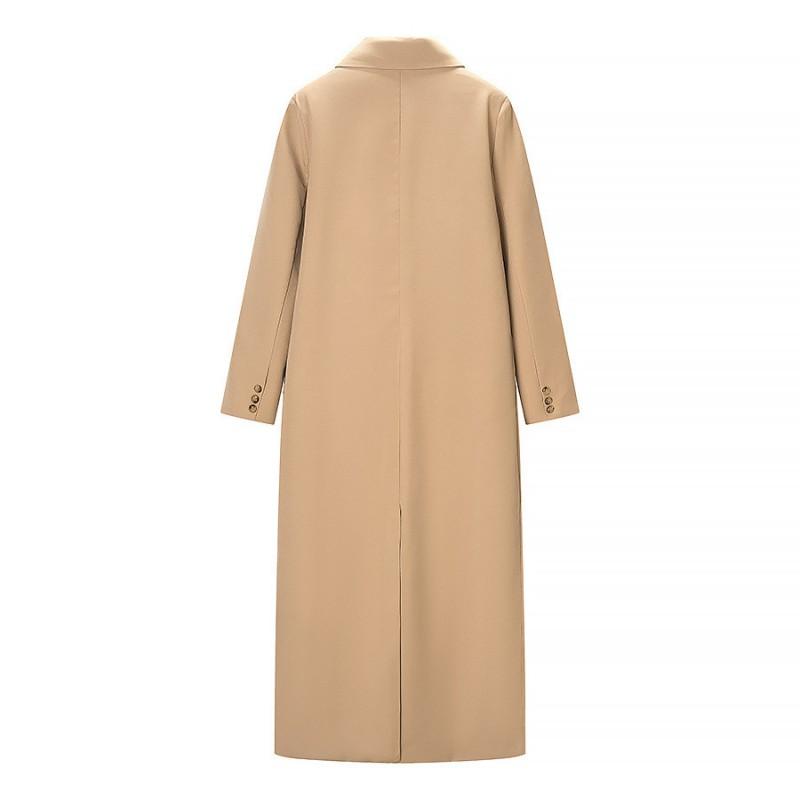 Womens Longline Wool-Blend Coat With Button Streetwear Style 2026