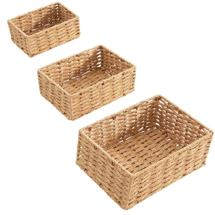 

Pack of 3 Small Natural Grass Hand Crafted Storage Baskets for Organization Decorative Addition for Any Room 1