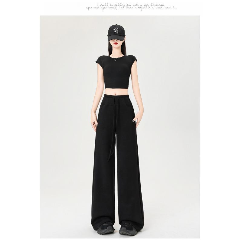 

Весенние и летние прямые спортивные брюки с высокой талией и тонким шнурком 2XL