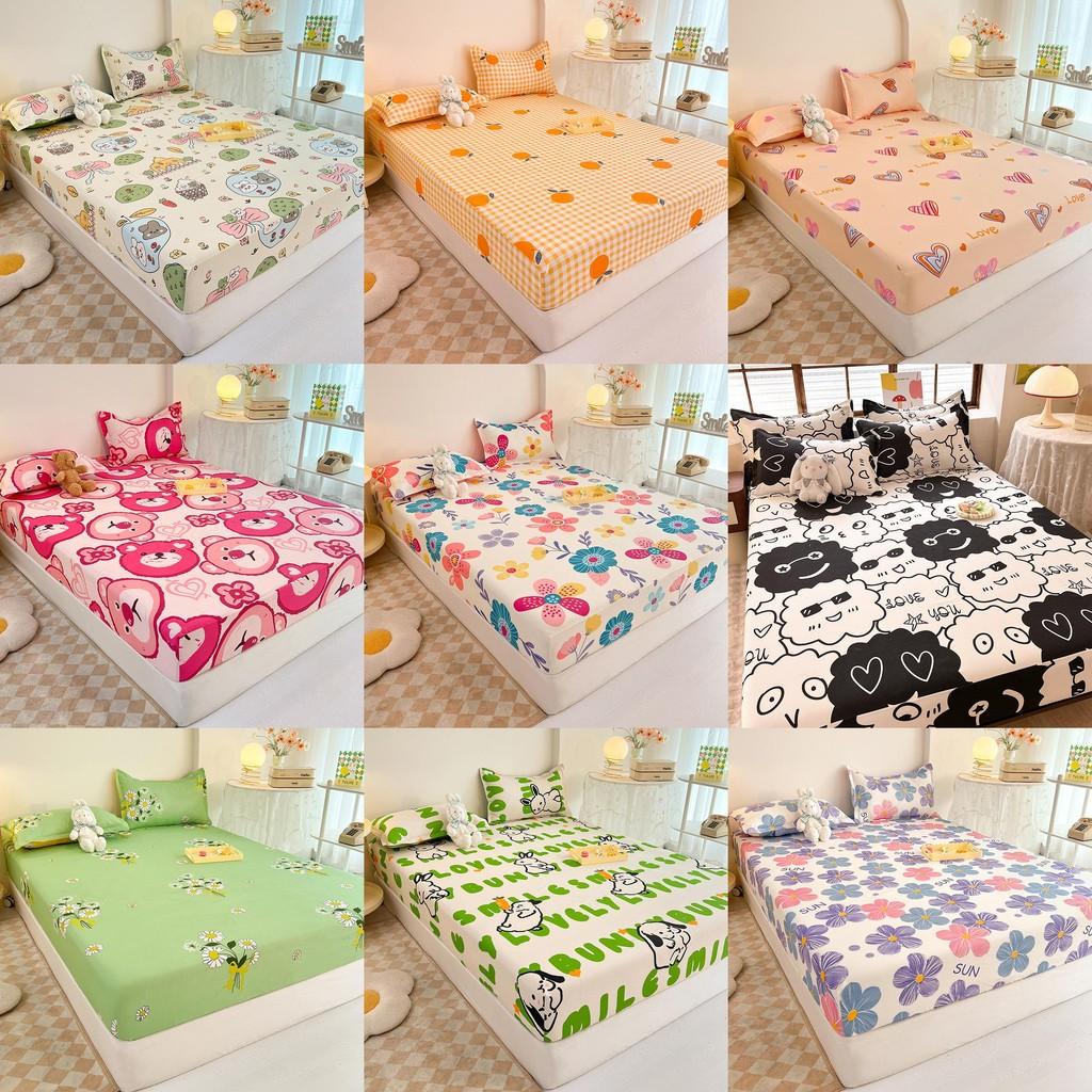 Flower Bear Rabbit Pattern Water Wash Cotton Bedspread Mattress Protective Cover