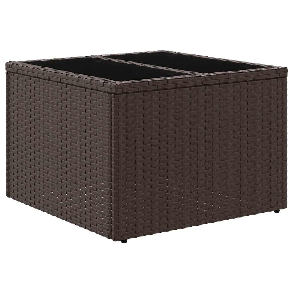Vidaxl Tavolino da Giardino con Piano in Vetro, Marrone, 55X55X37 Cm
