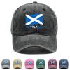 Scotland Flag Waves Print Snapback Sun Hat, Patriotic Flat Cap Leisure Non-Stretch Fabric Curved Brim Summer Adjustable Baseball Hat