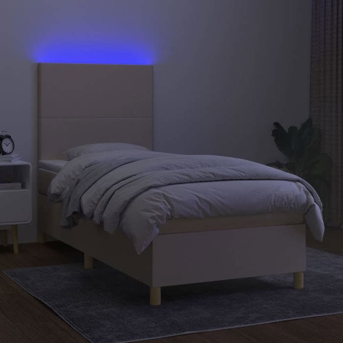 Maison Exclusive - Sommier à lattes de lit et matelas et LED Crème 100x200cm Tissu