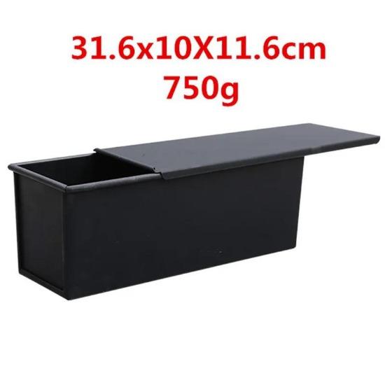 Black Non-Stick Bread Loaf Meatloaf Pan Box With Lid Iron Toast Mold Kitchen Bakeware Bread Loaf Pate Toast Cakes Baking Tool