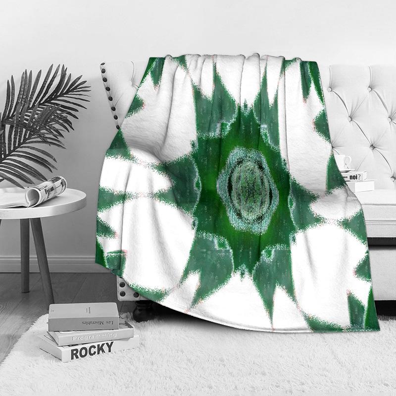 Iridescent Geometric Pattern Throw Blanket Abstract Teal Green Mosaic Design Sofa Bed Cover Decorative Throw Blanket