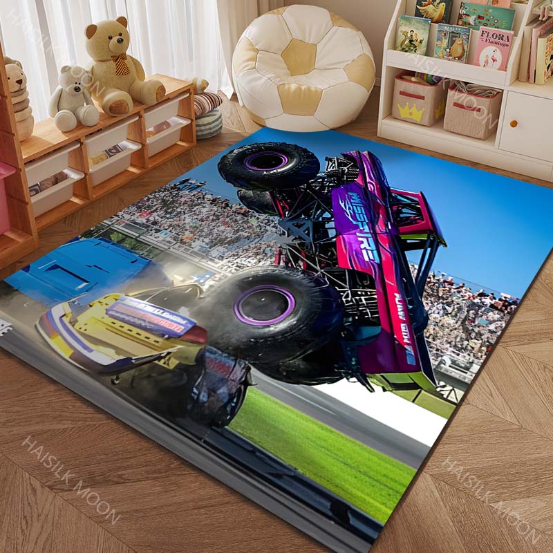 Große Räder Monster Truck 4X4 Muster Teppich Teppiche für Schlafzimmer Wohnzimmer Matte Kreative Fußmatte Ankleidezimmer Teppiche Luxuriöse Geschenke