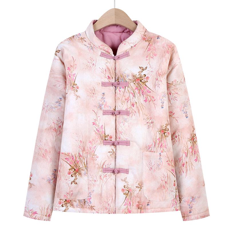

Women s Winter Thickened Warm Cotton Padded Jacket - Chinese Style Loose Outerwear for Middle-Aged and Elderly 2XL (100-120 lbs)