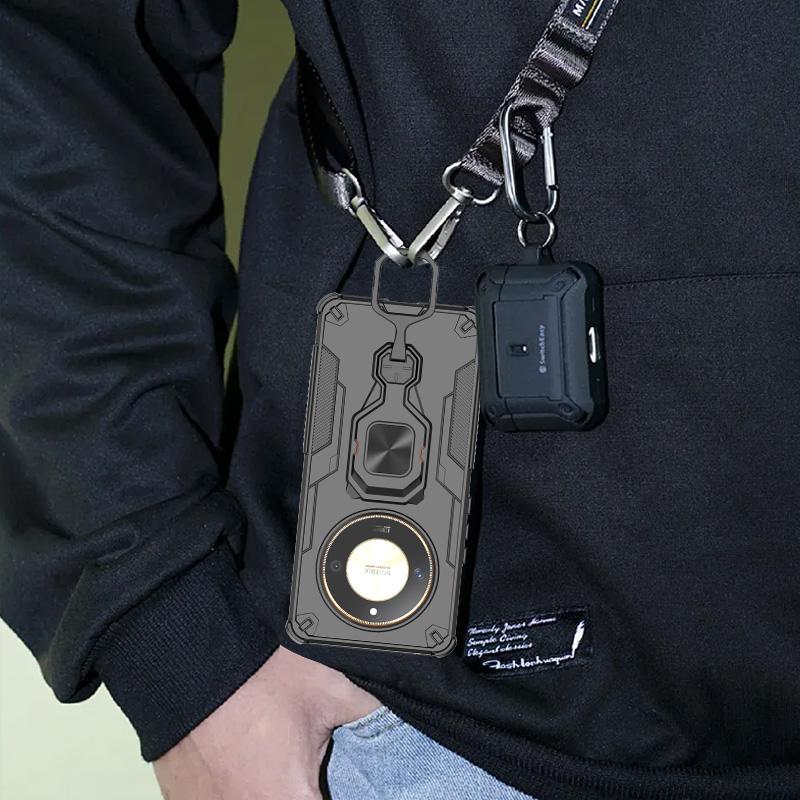 KEYSION Shockproof Armor Case for Honor X9b 5G Silicone+PC Upright Metal Live Ring Stand Phone Cover for Huawei Magic 6 Lite 5G