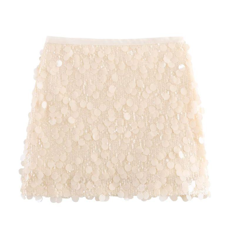 

Araltay New Arrival Fashion Style Women s Clothing Fashion All-Match Casual Simple and Short Sequin Mini Skirt 3920 139 Beige XS